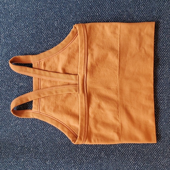 Athleta:  Seamless Ribbed Crop Tank, Size XS, Muted Orange - Picture 5 of 6
